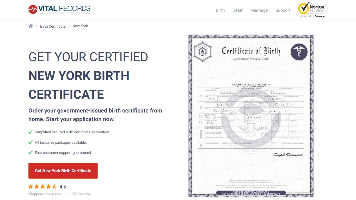 Official New York Birth Certificate | Birth Records Copy